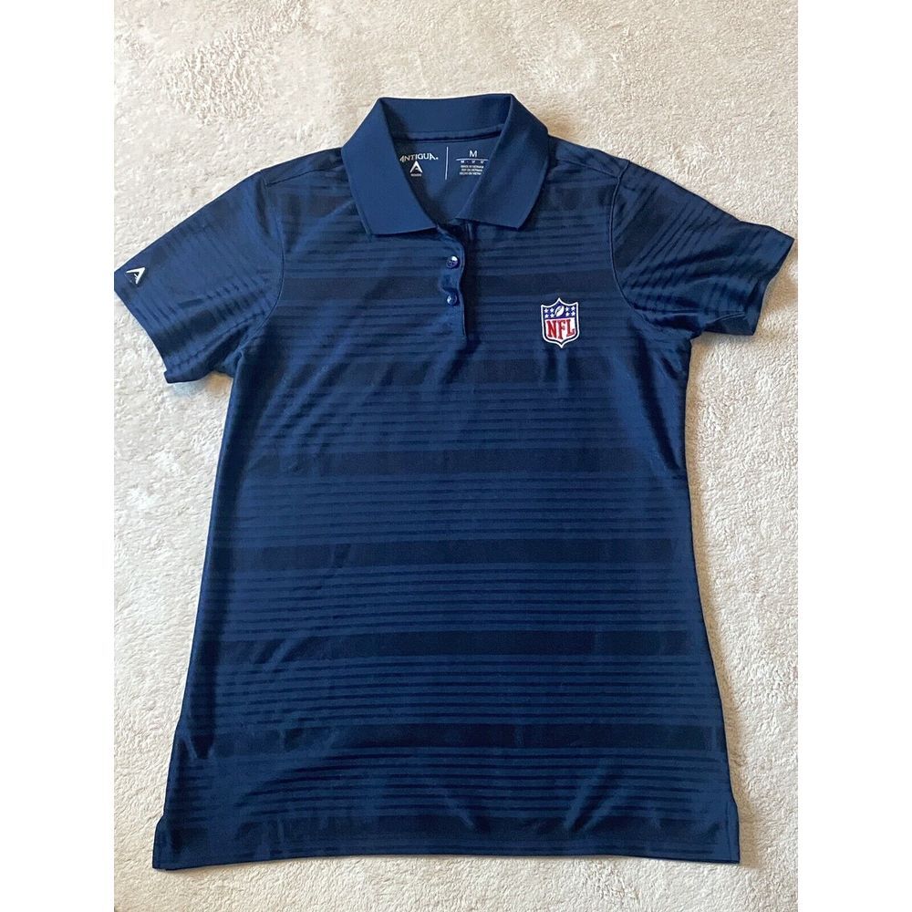 Women's‎ Antigua NFL Logo Blue Striped Polo Top Size Medium